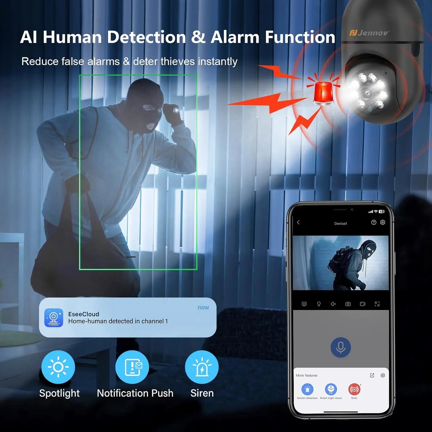 Wireless Home Security Camera Light Bulb