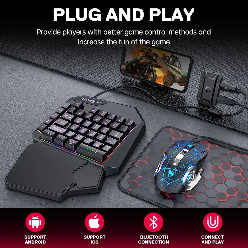 RGB One-Handed Game Keyboard with Palm Rest
