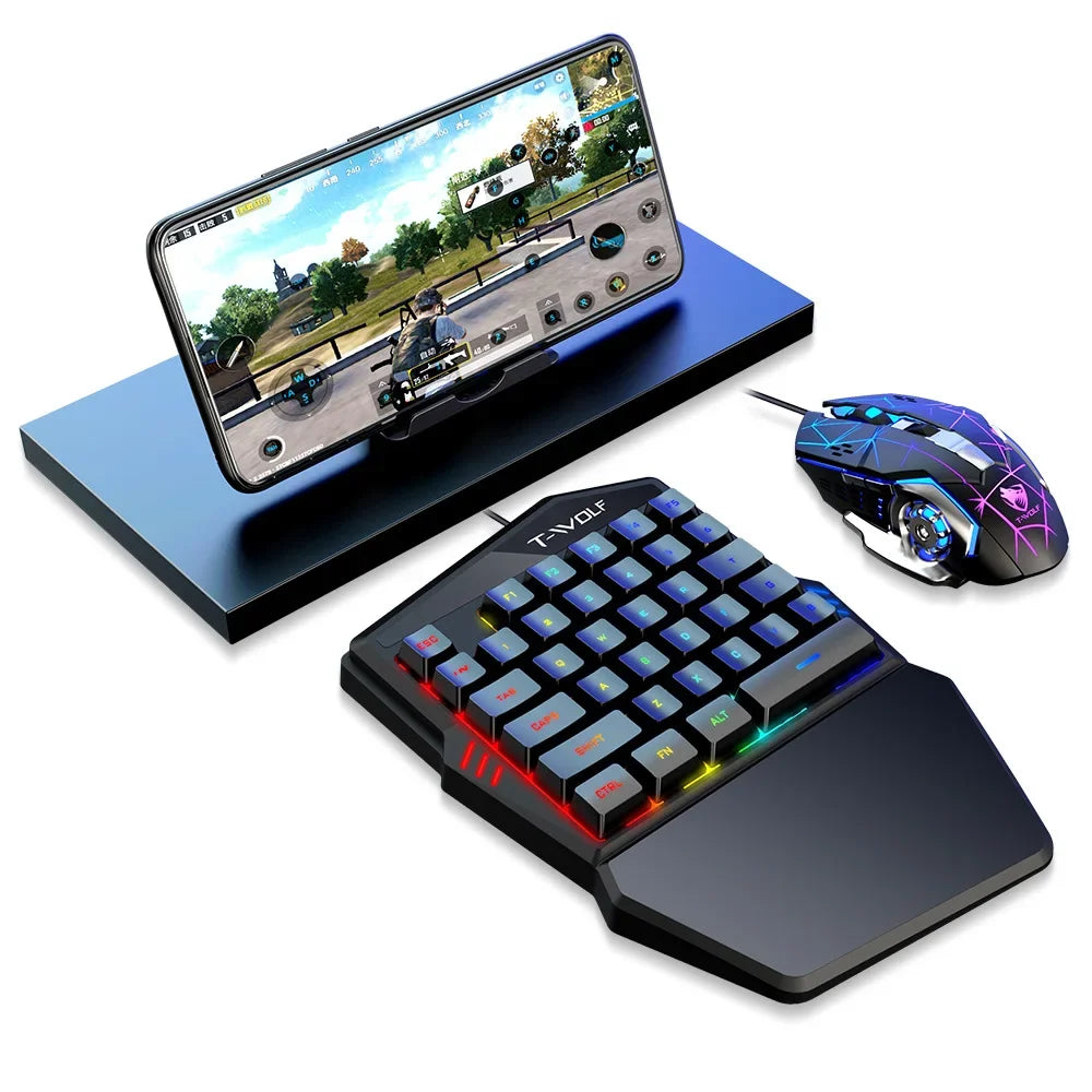 RGB One-Handed Game Keyboard with Palm Rest