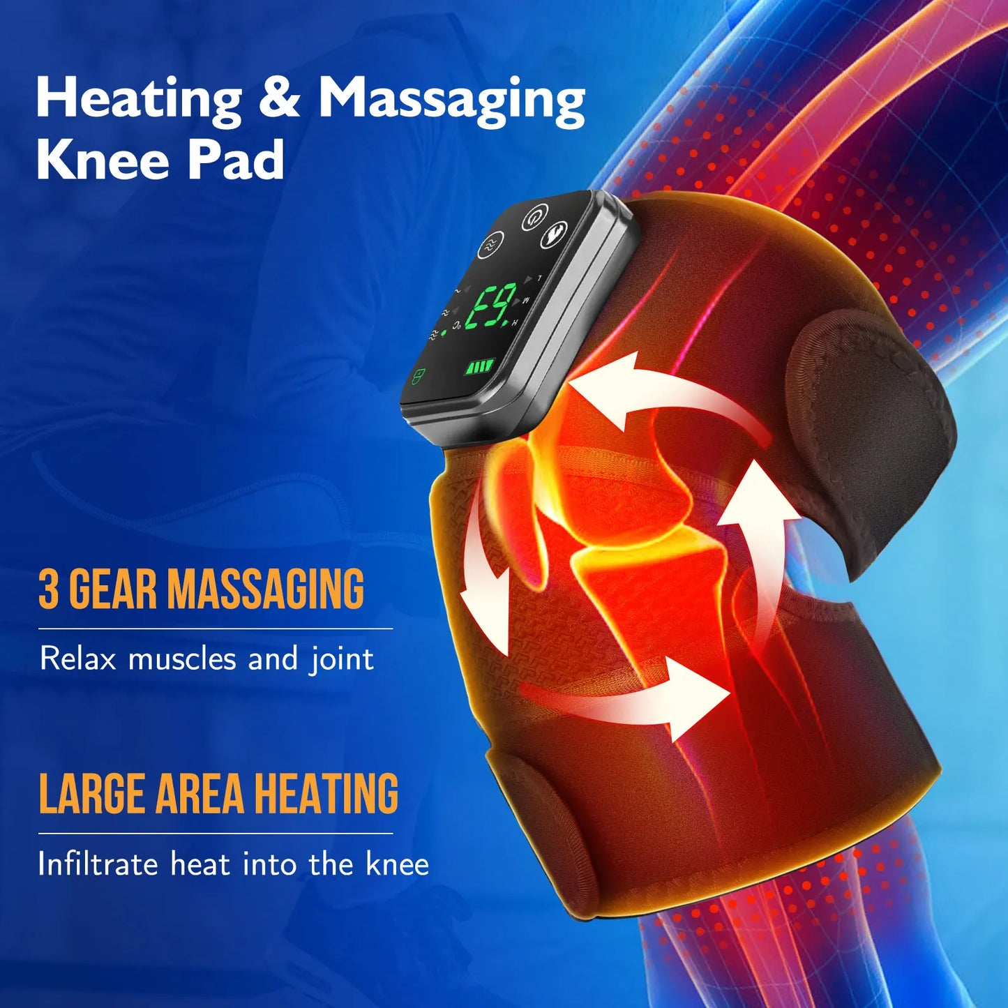 Electric Thermal Knee Pad with Heating Vibration Massage
