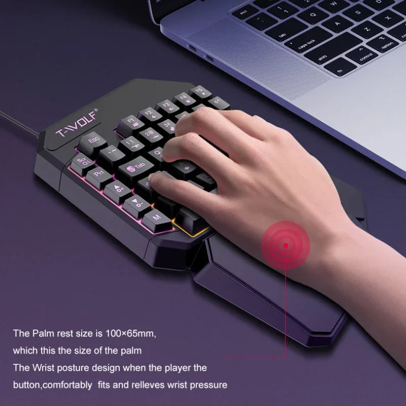 RGB One-Handed Game Keyboard with Palm Rest