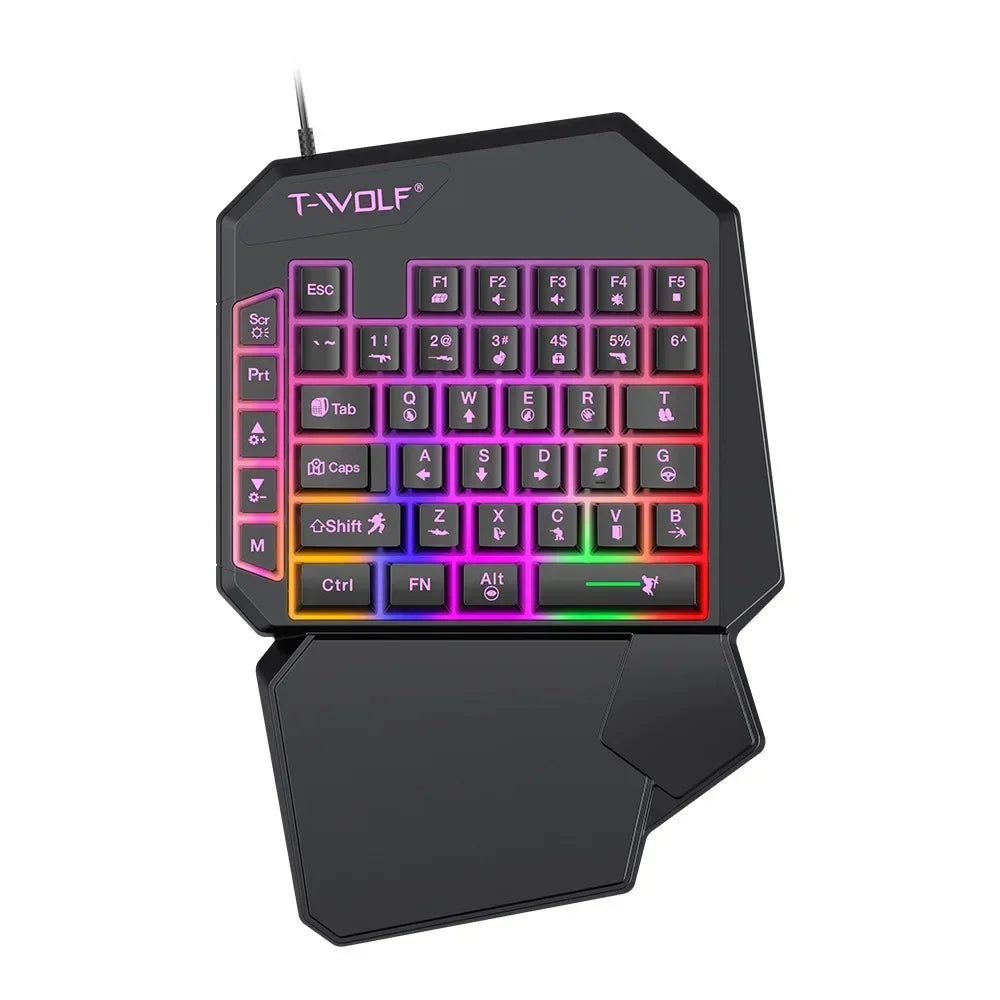 RGB One-Handed Game Keyboard with Palm Rest